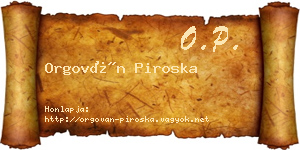 Orgován Piroska névjegykártya